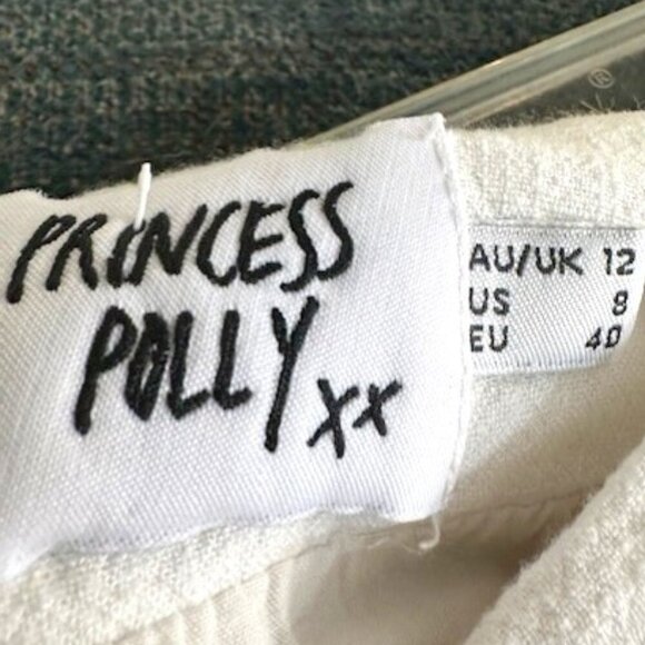 Princess Polly Womens 8 Mini Skirt White Lined Linen Cotton Zip - Picture 4 of 5